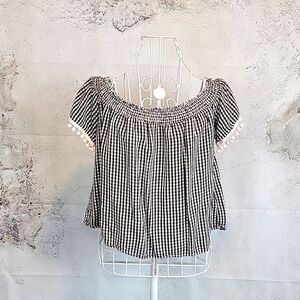 Love, Fire cropped top black and white checkered Women's Size M